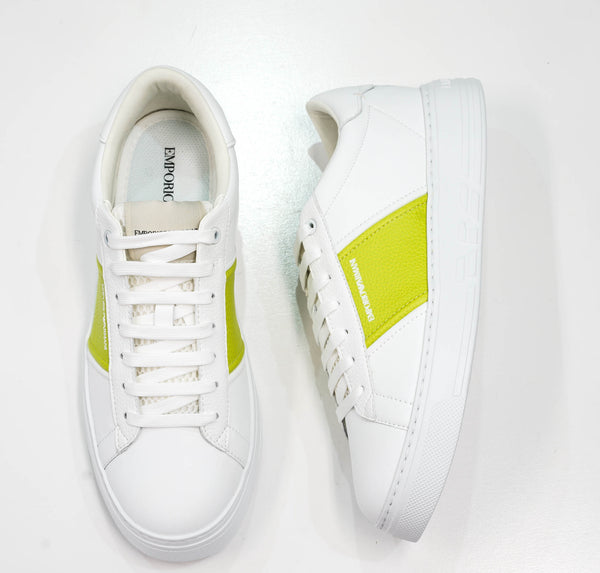 Emporio Armani Men's White & Green Sneakers X4X570 20% OFF