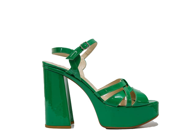 Bruglia Women’s Green Patent Leather Platform Sandals 8835 30% off