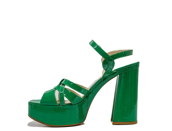 Bruglia Women’s Green Patent Leather Platform Sandals 8835 30% off