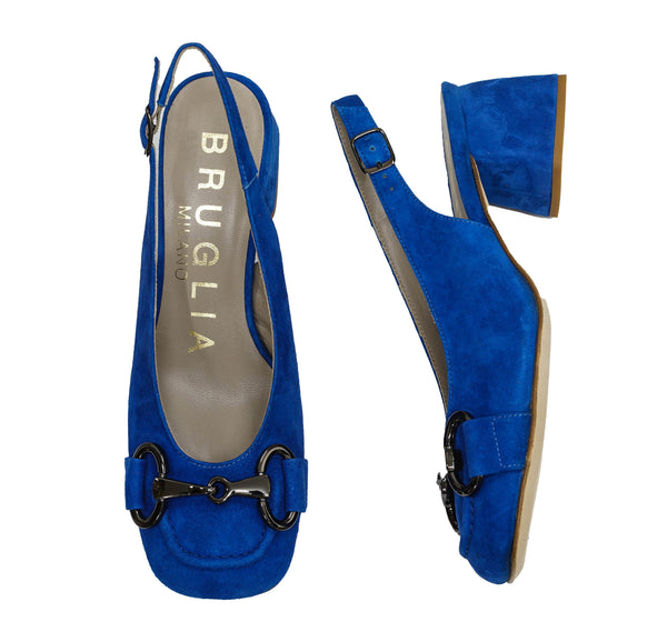 Bruglia Women’s Blue Suede Chain Slingback 8841 30% OFF