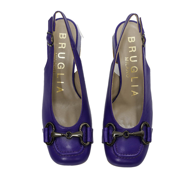 Bruglia Women’s Violet Leather Chain Slingback 8841 30% OFF