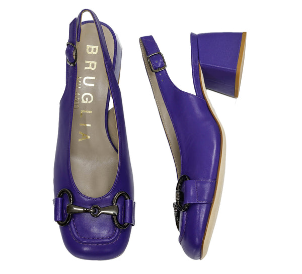 Bruglia Women’s Violet Leather Chain Slingback 8841 30% OFF