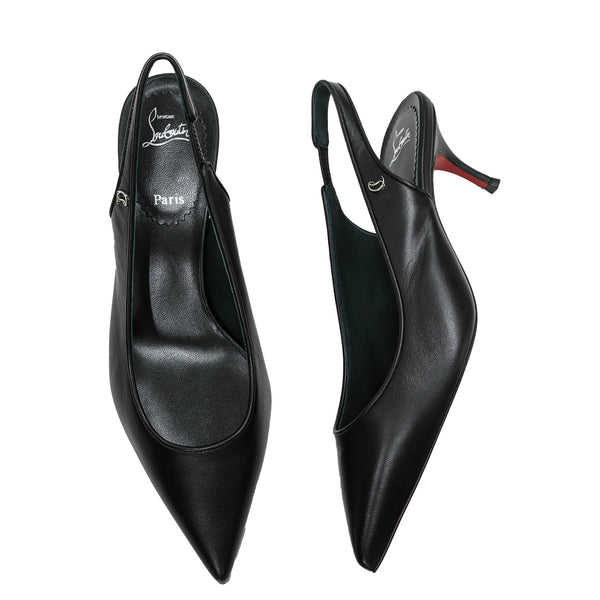 Christian Louboutin Women's Black Leather Slingback Kate55 30% OFF