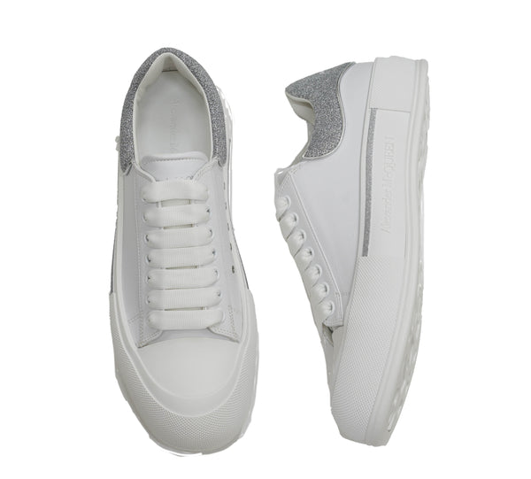 Alexander McQueen Men's White & Silver Sneaker 682410