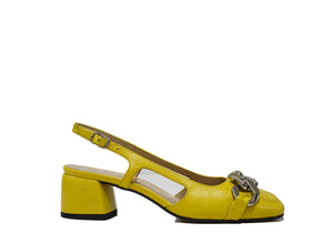 Bruglia Women’s Yellow Leather Chain Slingback 9009BIS 30% off