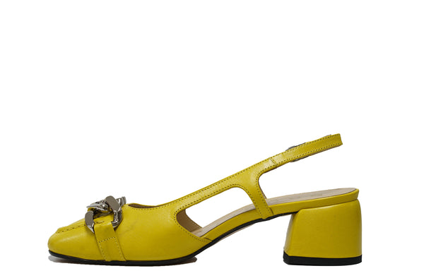 Bruglia Women’s Yellow Leather Chain Slingback 9009BIS 30% off