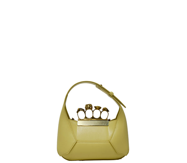 Alexander McQueen Soft Yellow Leather Mini Jewelled Hobo Bag 731136  30% OFF