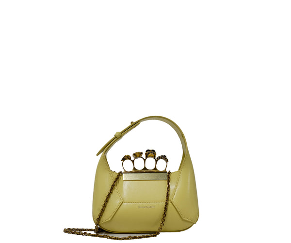 Alexander McQueen Soft Yellow Leather Mini Jewelled Hobo Bag 731136  30% OFF