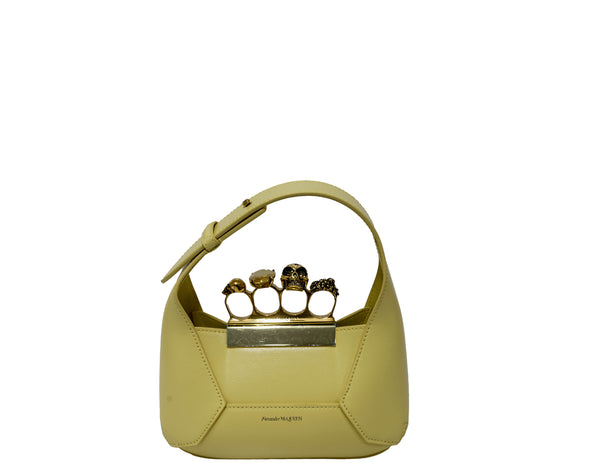 Alexander McQueen Soft Yellow Leather Mini Jewelled Hobo Bag 731136  30% OFF