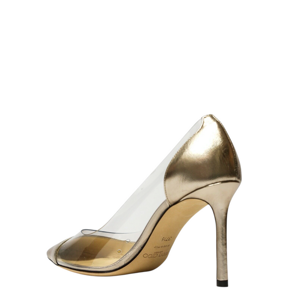 Jimmy Choo Women's Platinum & Clear Pump ROMY 85 60% OFF