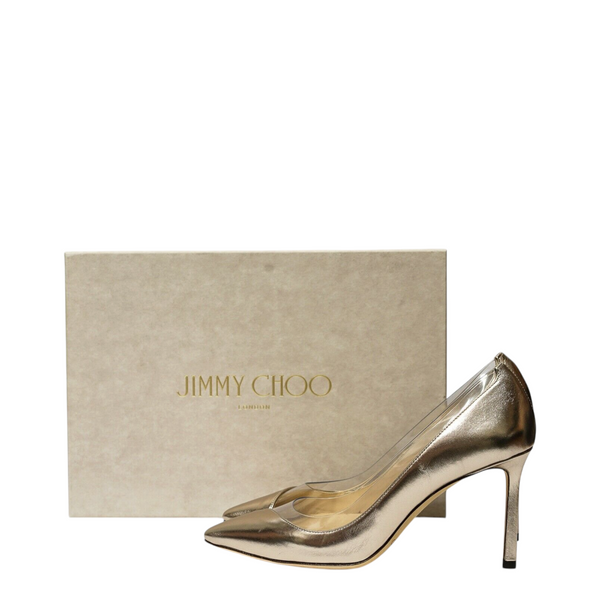 Jimmy Choo Women's Platinum & Clear Pump ROMY 85 60% OFF
