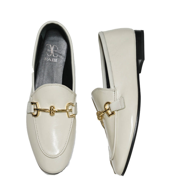 Fabi Women’s White Chain Leather Loafer FD7967C