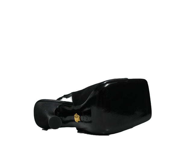 Versace Women's Black Satin Logo Slingback 1006675 - 37 Last Size