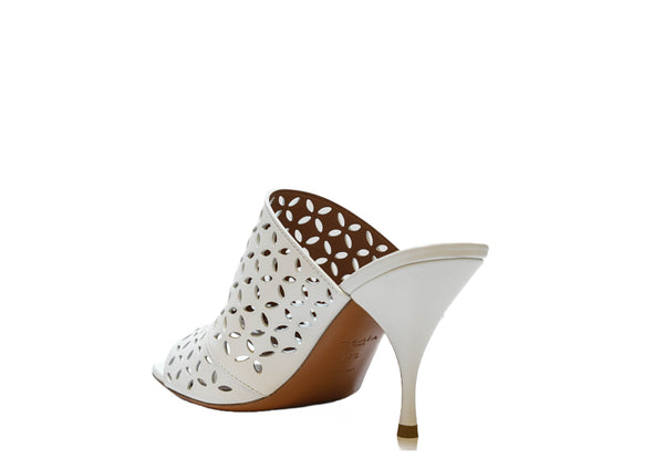 Alaia Women's White Leather Heel Mules Petals