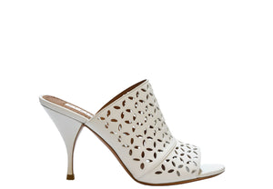 Alaia Women's White Leather Heel Mules Petals