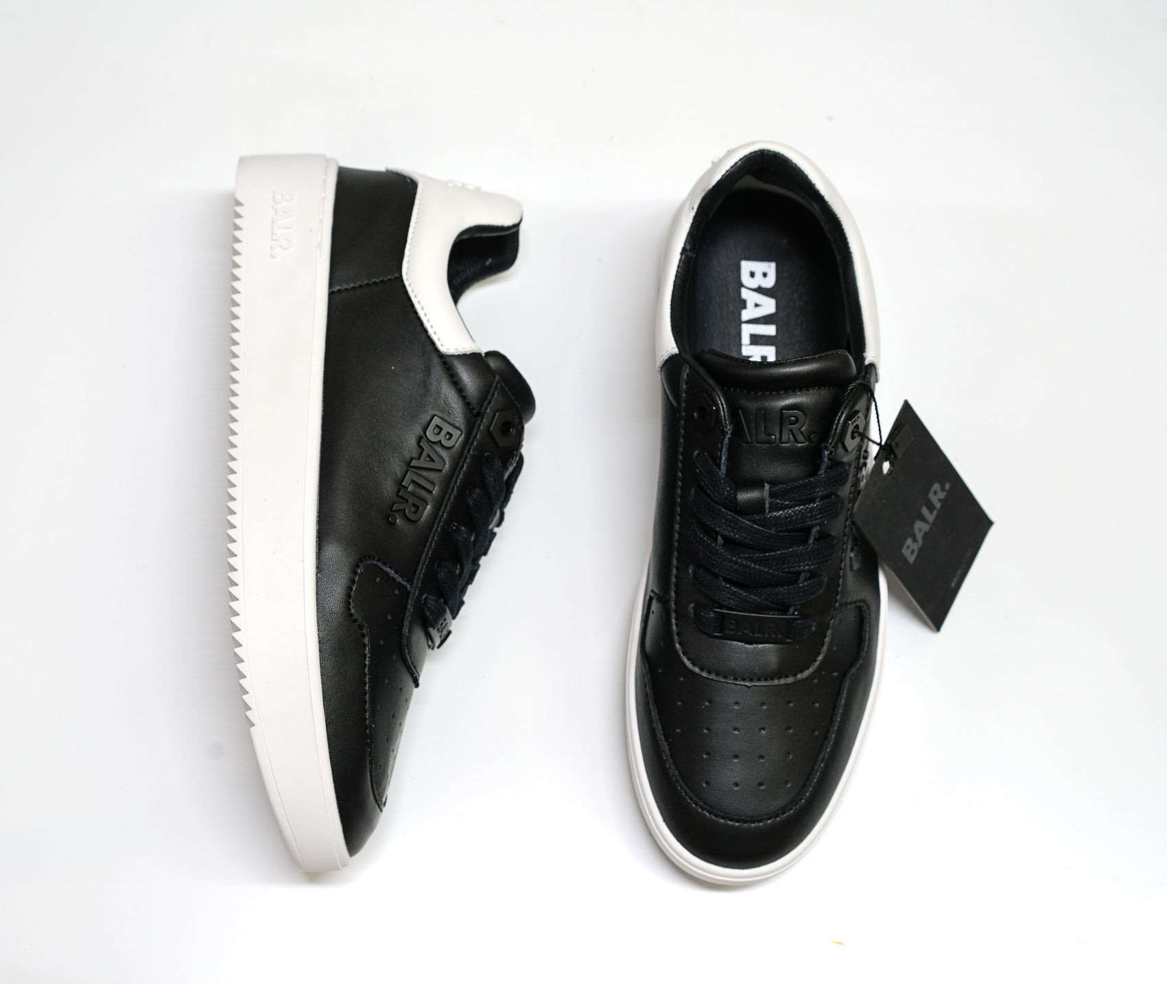 BALR. Black Leather Logo Sneakers - 39 EU Last Size