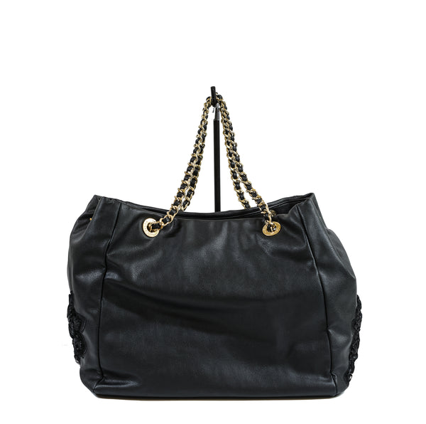 Scervino Street Women's Large Black Flower Handbag P605