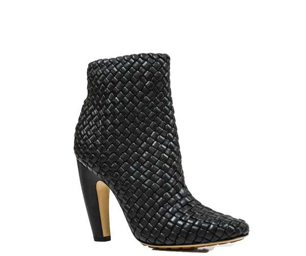 Bottega Veneta Women's Black Leather Woven Boot 716171 - 39 Last Size NOW Half Price