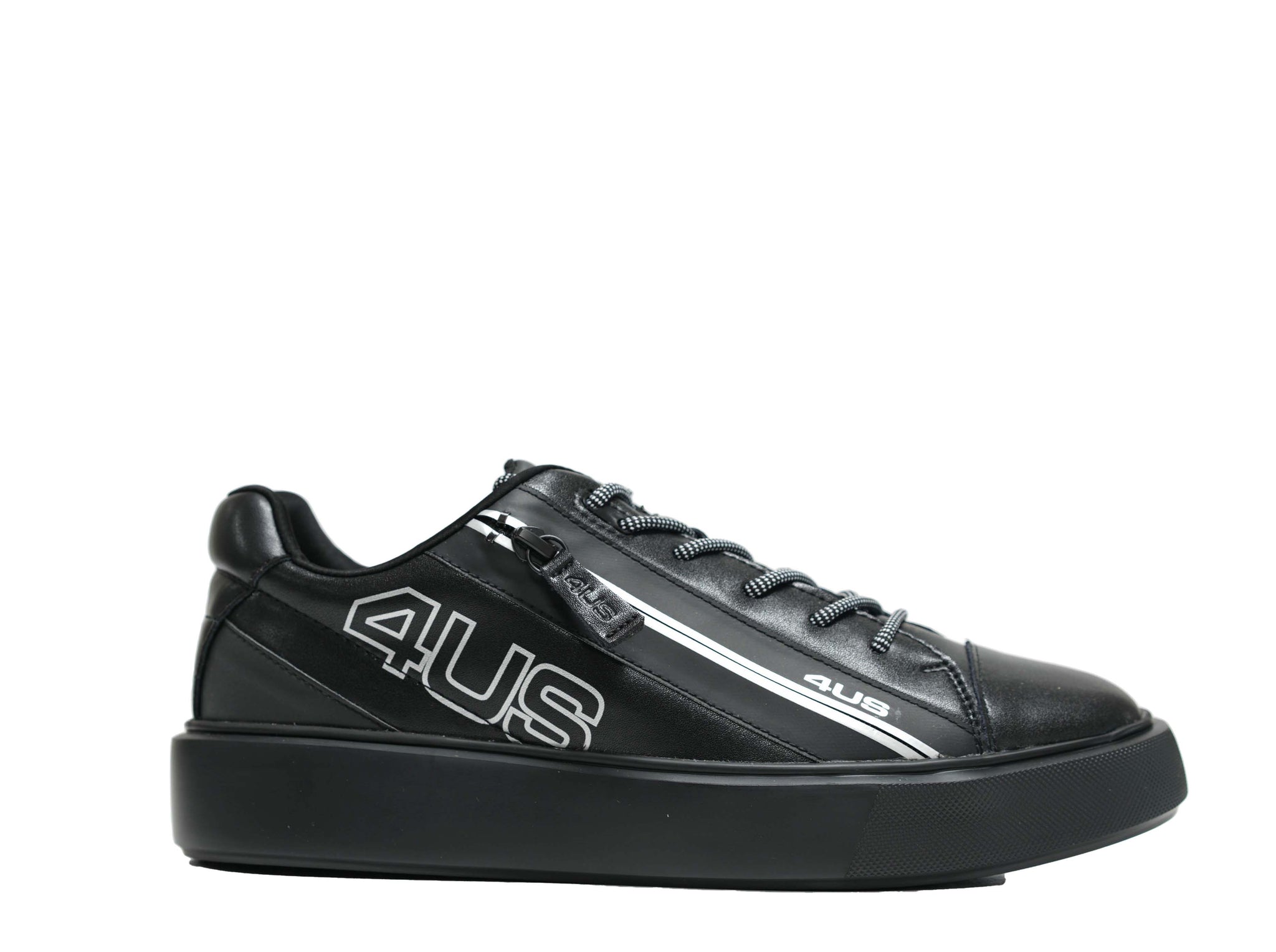 Cesare Paciotti 4US Men's Black Leather Zip Sneaker BB9001 – Luisa