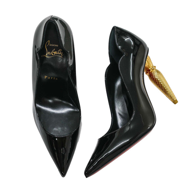 Christian Louboutin Women's Black Patent Heels Lipchick Pump100