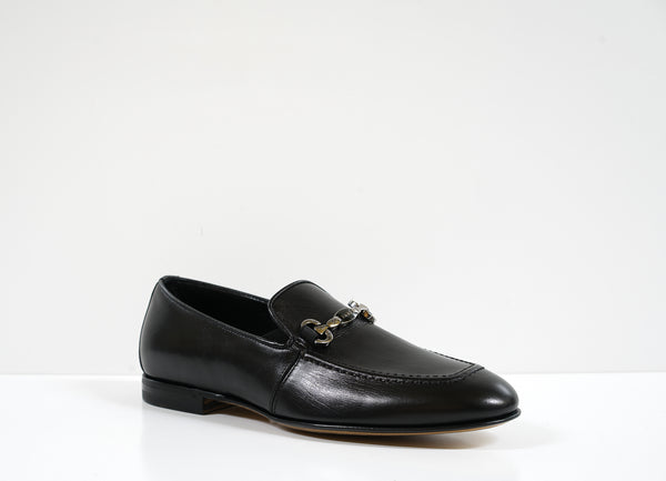 Fabi Men's Black Leather Buckle Slip On Loafer 8437A - 40 EU Last Size