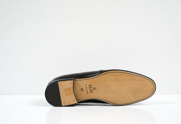 Fabi Men's Black Leather Buckle Slip On Loafer 8437A - 40 EU Last Size