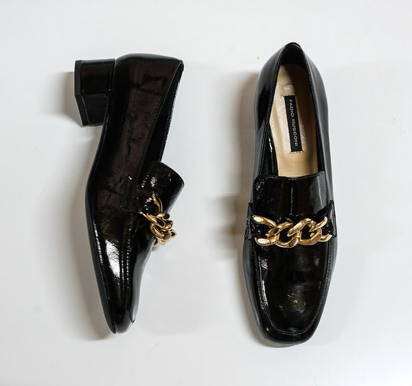 Fabio Rusconi Black Leather Chain Shoe R3864