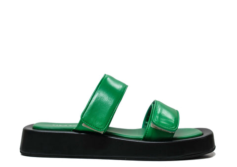 Fabio Rusconi Women’s Green Leather Velcro Flats Mila