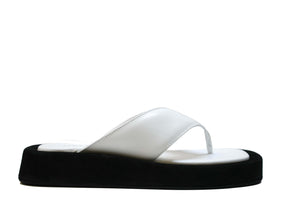 Fabio Rusconi Women's White Leather & Suede Flat Slip On Sandal Gina
