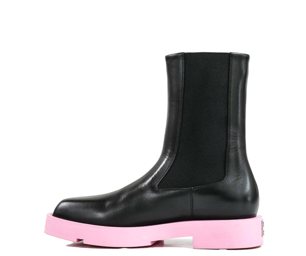 Givenchy Women’s Black Leather with Pink Boots Chelsea BE60212U