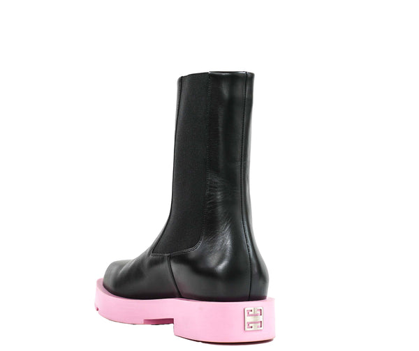 Givenchy Women’s Black Leather with Pink Boots Chelsea BE60212U