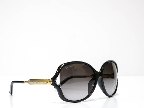 Gucci Black Gold Oval Sunglasses GG076SK