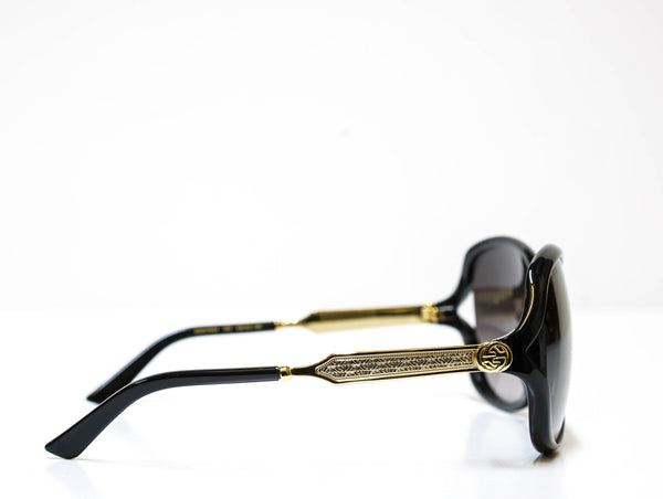 Gucci Black Gold Oval Sunglasses GG076SK