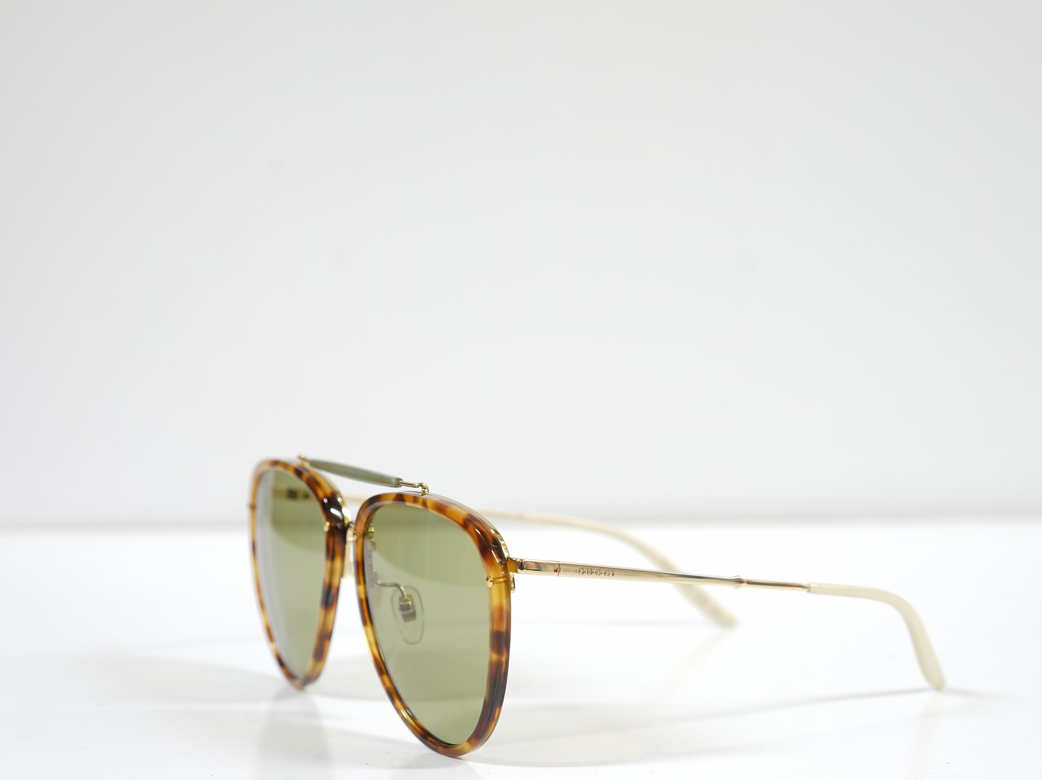 Gucci GG0672S 003 Aviator Sunglasses – Havana/Gold/Green Gucci Aviator Sunglasses GG0672S Havana Gold Green 1822482  main image 2