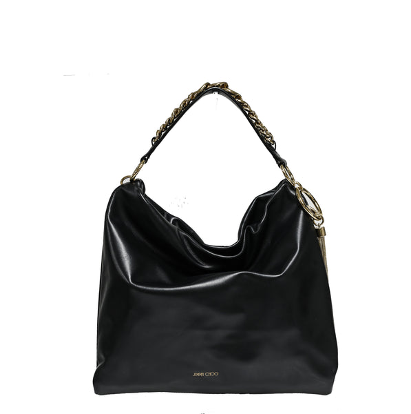 Jimmy Choo Women's Black Leather Hobo Bag with Chain & Leather Handle