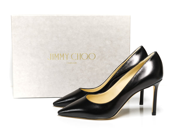 Jimmy Choo Women's Black Leather Shoe Romy 85