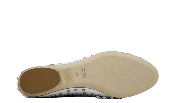 Love Bruglia Women’s Leather White Stud Flat Shoe 6868
