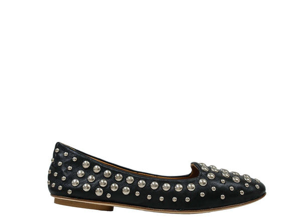 Love Bruglia Women’s Leather Black Stud Flat Shoe 6868