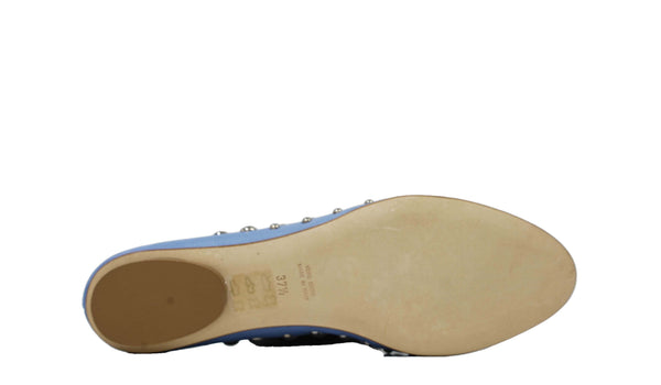 Love Bruglia Women’s Leather Blue Stud Flat Shoe 6868