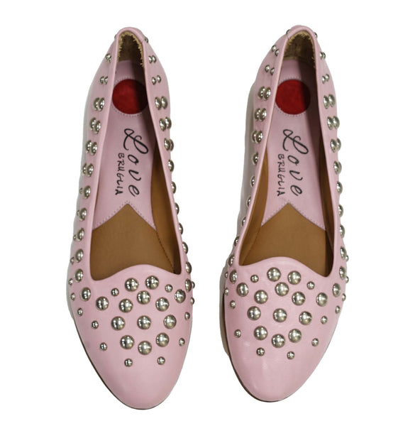 Love Bruglia Women’s Leather Rose Stud Flat Shoe 6868