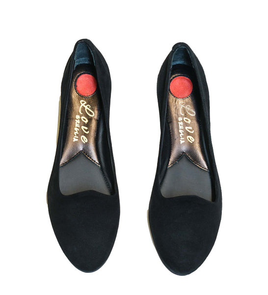 Love Bruglia Women’s Black Suede Flat Shoe 6855