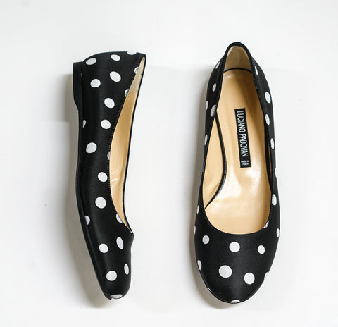 Luciano Padovan Women's Black & White Spot Ballerina