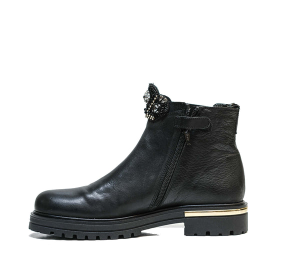 Morelli Women's Black Jewel Ankle Boot 50624 - 38 EU Last Size