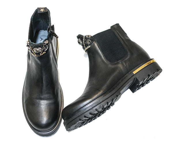 Morelli Women's Black Jewel Ankle Boot 50624 - 38 EU Last Size