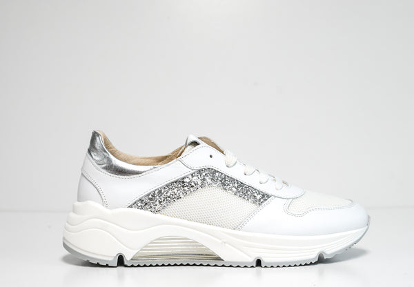 Morelli Women's White Glitter Sneaker 50780