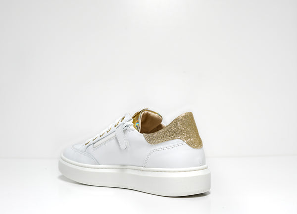 Morelli Women's White & Platinum Leather Sneaker 50750