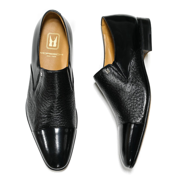 Moreschi Men's Black Leather Slip On Shoe Rennes