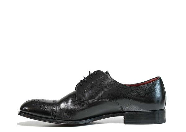 Moreschi Silver Line Men's Black Detail Leather Shoe 228701
