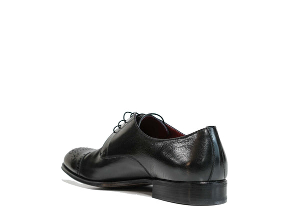 Moreschi Silver Line Men's Black Detail Leather Shoe 228701