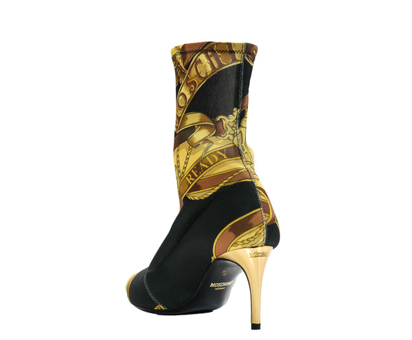 Moschino Women's Black & Gold Teddy Ankle Boot MA21087